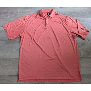 Foot Joy FJ Polo Shirt Men's Sz 2XL Short Sleeve Stretch Striped Golf Pink READ